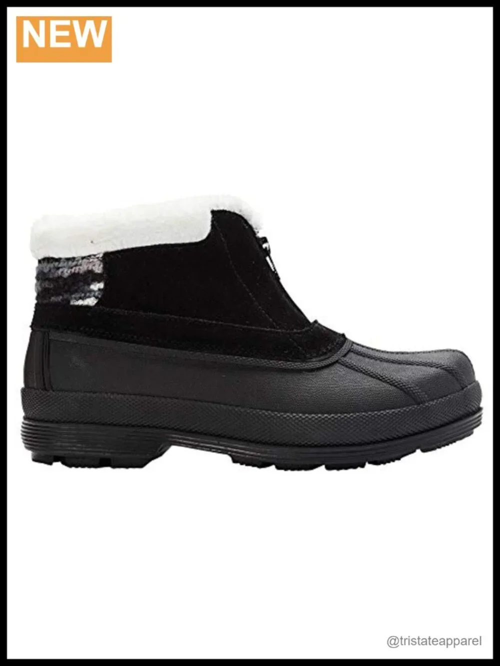 Ankle Zip Boots Faux Fur Suede Water Resistant Low Heel